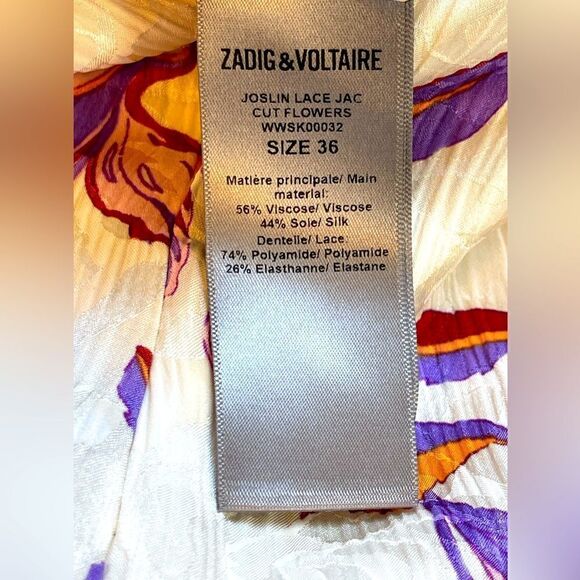 Zadig & Voltaire Joslin lace Jac cut flowers High Low silk blend Skirt 36. NWT - Picture 7 of 9